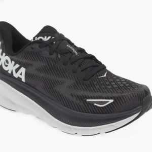 Black/White HOKA Clifton 9 Sneakers, Size 8.5